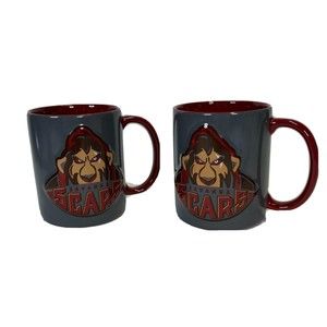 Disney Parks Lion King Savanna Scars Football 3D Raised 16oz Mugs Lot of 2